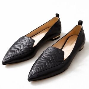 Nicholas Kirkwood Beya Black Quilted Leather Flats Italy Pointed Toe Size 38/8